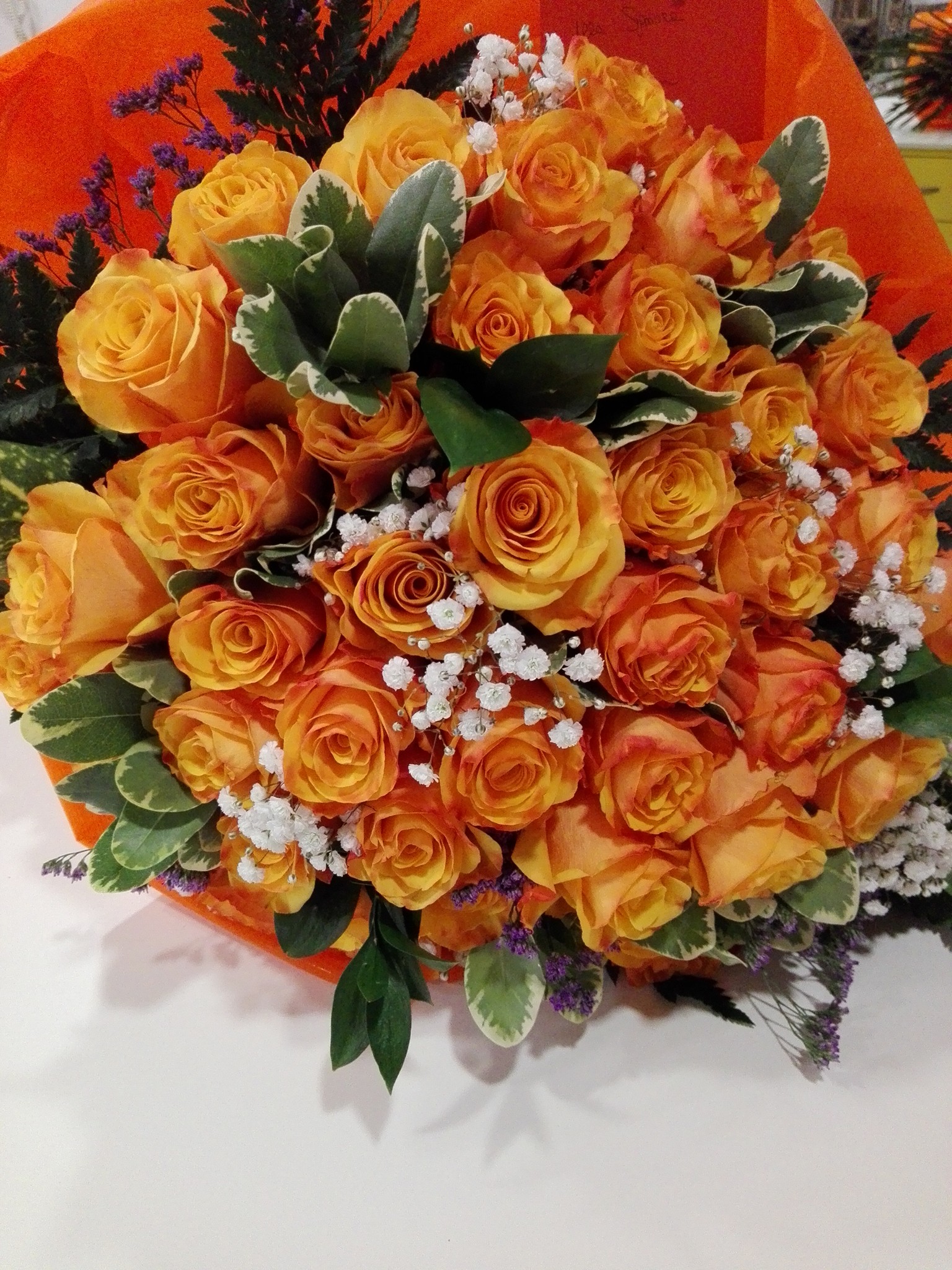 Bouquet Rose Arancioni Fioreria Bruseghini Besenello Trento